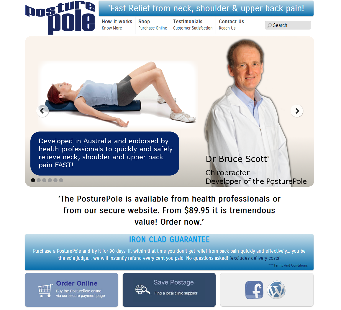 Posture Pole website by quantum seo solutions